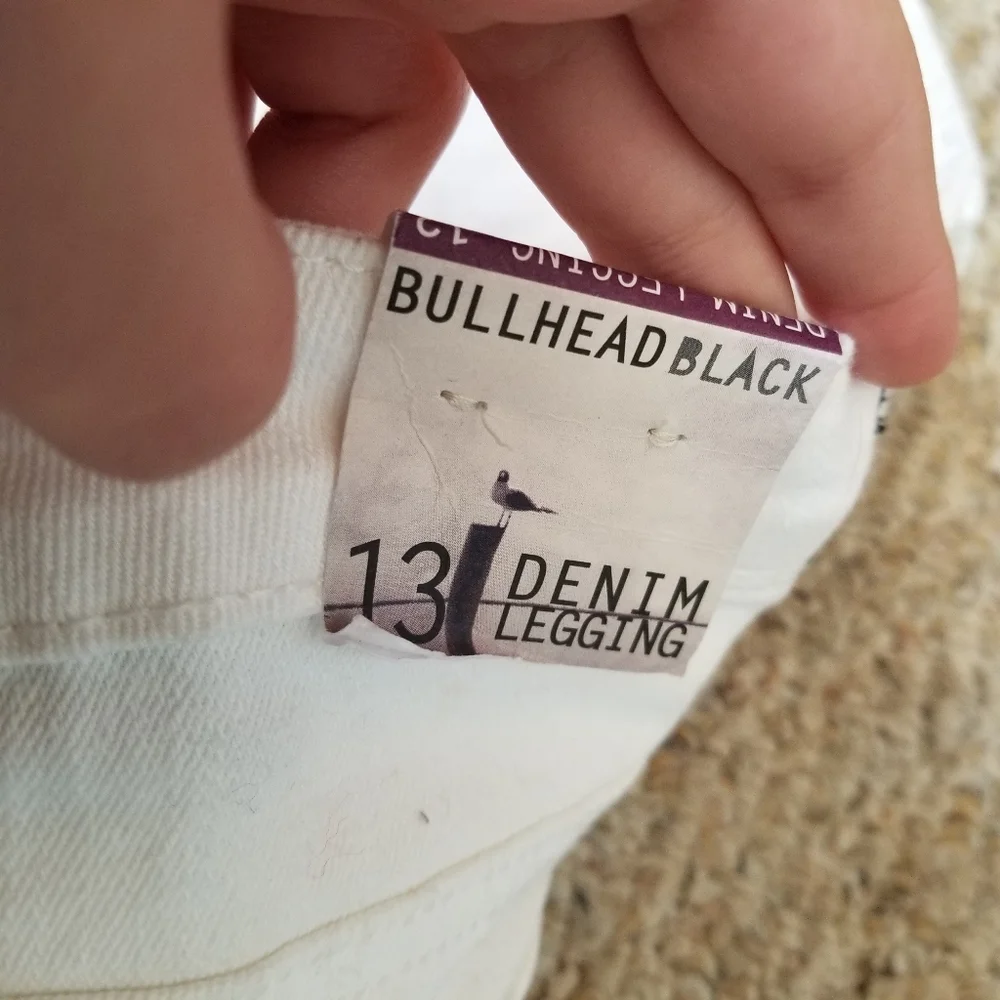 Pacsun Bullhead Black Cotton Denim Legging White Skinny Jeans Sz 13 - Picture 5 of 8